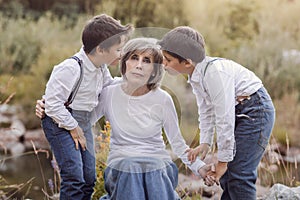 Grandmother with her grandchildren