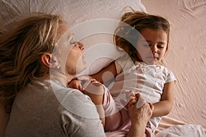 Grandmother and her little granddaughter.