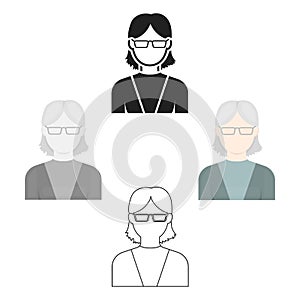 Grandmother icon cartoon,black. Single avatar,peaople icon from the big avatar cartoon,black.