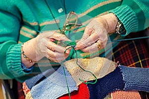 Grandmother knits up