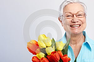 Grandmother at mother's day smiling