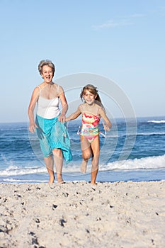 Grandmother Running With Granddaughter