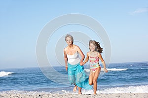 Grandmother Running With Granddaughter