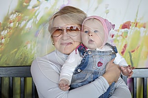 Grandmother`s love to her granddaughter