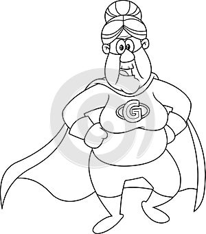 Grandmother Superhero Cartoon Character