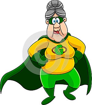 Grandmother Superhero Cartoon Character