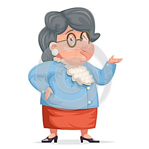 Grandmother talking wise old woman granny character adult icont cartoon design vector illustration