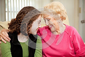 Grandmother and Teen Love photo