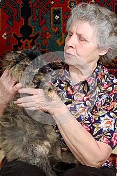 Grandmother tell tales with kitty