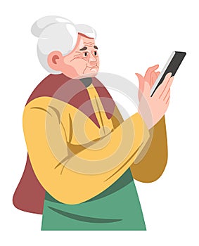 Grandmother using smartphone senior lady and phone