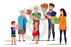 Grandmothers birthday flat vector illustration