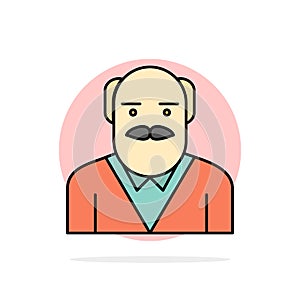 Grandpa, Father, Old Man, Uncle Abstract Circle Background Flat color Icon