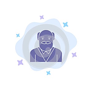 Grandpa, Father, Old Man, Uncle Blue Icon on Abstract Cloud Background