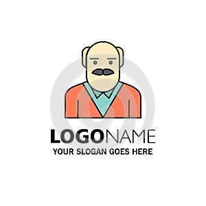 Grandpa, Father, Old Man, Uncle Business Logo Template. Flat Color