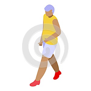Grandpa outdoor running icon isometric vector. Pensioner workout
