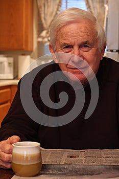 Grandpa reading newspaper