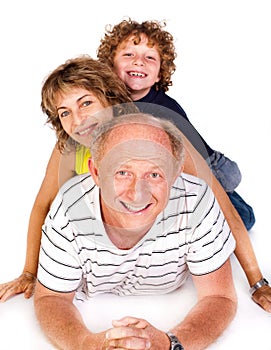 Grandparent lying on floor with grandson