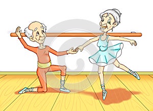 Abuelo sobre el lección de bailar 