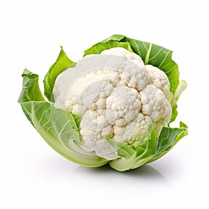 Grandparentcore-inspired Caravaggio-style White Cauliflower On White Background photo