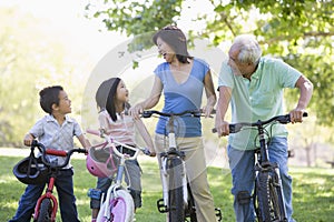 Grandparents bike riding with grandchildren