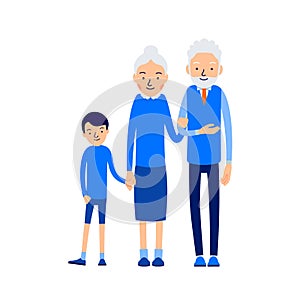 Grandparents and grandchildren. Grandma, grandpa and grandson. G