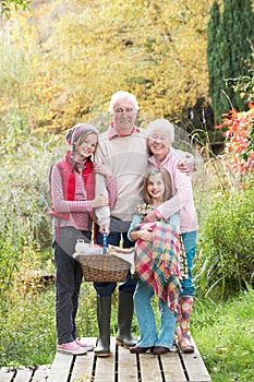 Grandparents and Grandchildren with Picnic Basket