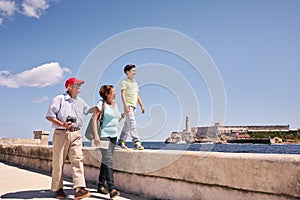 Grandparents Grandson Family On Holidays In Havana Cuba