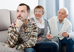 Grandparents and grandson serious talk