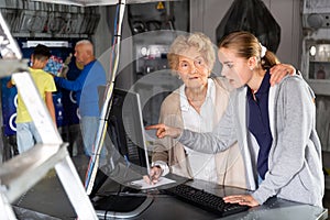 Grandparents and kids in escape room