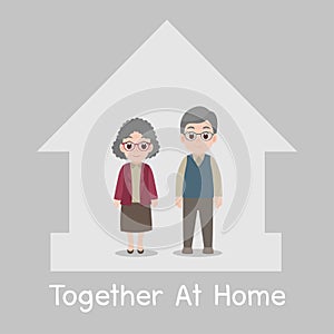 Grandparents Stay home stay safe. Social Distancing, Old People keeping distance for decrease infection risk and disease for preve