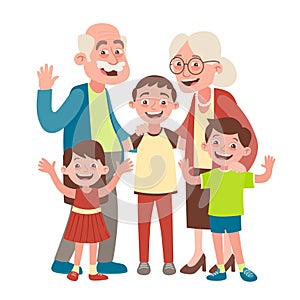 Grandparents and three grandchildren portrait