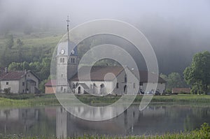 Grandvaux abbey church in Jura, France