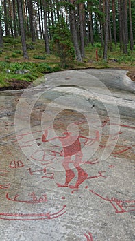 Granite bedrock Litsleby in Tanumshede with rock carvings in Sweden