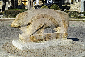 Granite boar in Ciudad Rodrigo Salamanca Spain photo