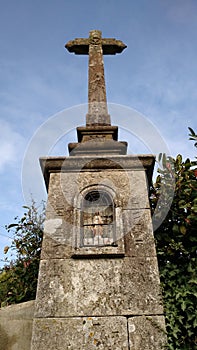 Granite calvary hidden in old french land