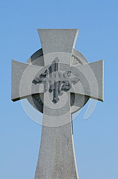 Granite Celtic cross with Christogram photo