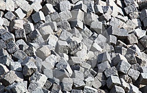 Granite cubes natural stone pile