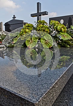 Granite grave on cemetery