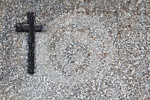 Granite gravestone with a cross