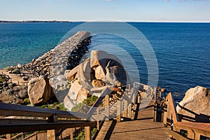 Granite island boardwalk in victor harbour south Australia