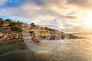 Granite Island at sunset viewed from the causeway, South Australia