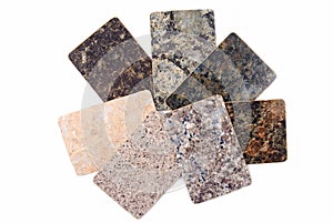 Granite kitchen worktop samples isolated