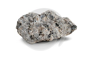 Raw specimen of granite igneous rock isolated on a white background. photo