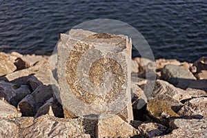 Granite marker on hurricane barrier