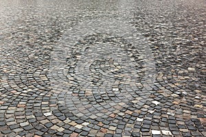 Granite pavement after rain