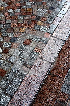 Granite pavers in rainy weather