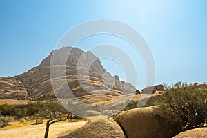 Granite peaks and landscape at Spitzkoppe Community Campsite, Namibia