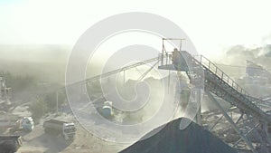 Granite quarry. Extraction of granite. Open cast mine. Stone Quarrying - Aerial view