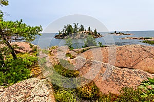 Granite Red rocks at Georgian Bay Ontario, Canada