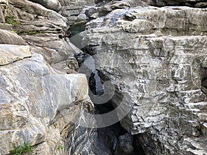 Granite rock formations in the Maggia river in the Maggia Valley or Valle Maggia, Tegna photo